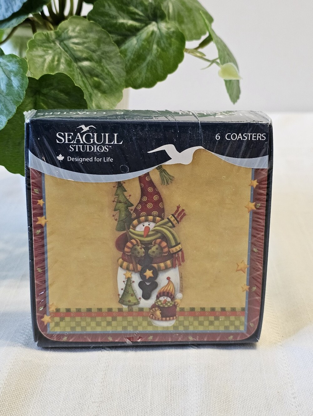 Seagull Studios Snow Tidings Snowman Christmas Coasters Set of 6 New In Package